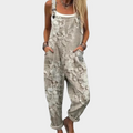 Heather Grey Printed Overalls for Women