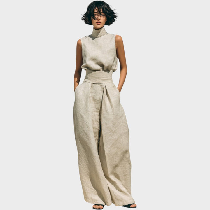 Falyne | Minimalist Tank Top and Wide Leg Pants Set