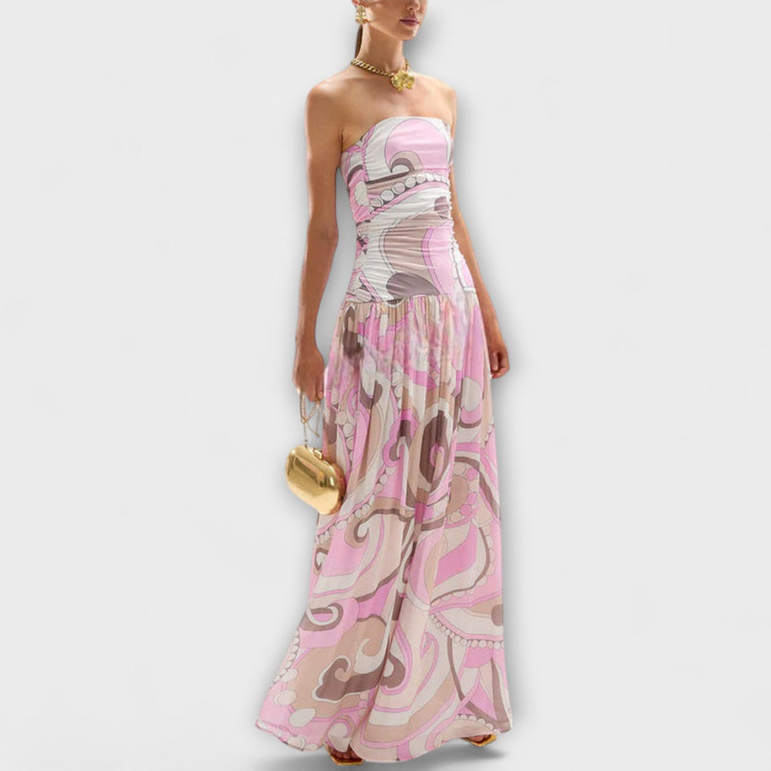 Tatum | Gorgeous pastel maxi dresses with off-the-shoulder design