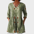 Elise – women's boho long blouse with V-neck | Bella Taylor - New York