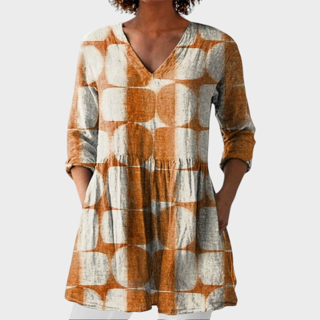 Ella – women's boho long blouse with V-neck | Bella Taylor - New York