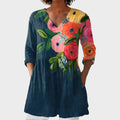 Elizabeth – women's boho long blouse with V-neck | Bella Taylor - New York