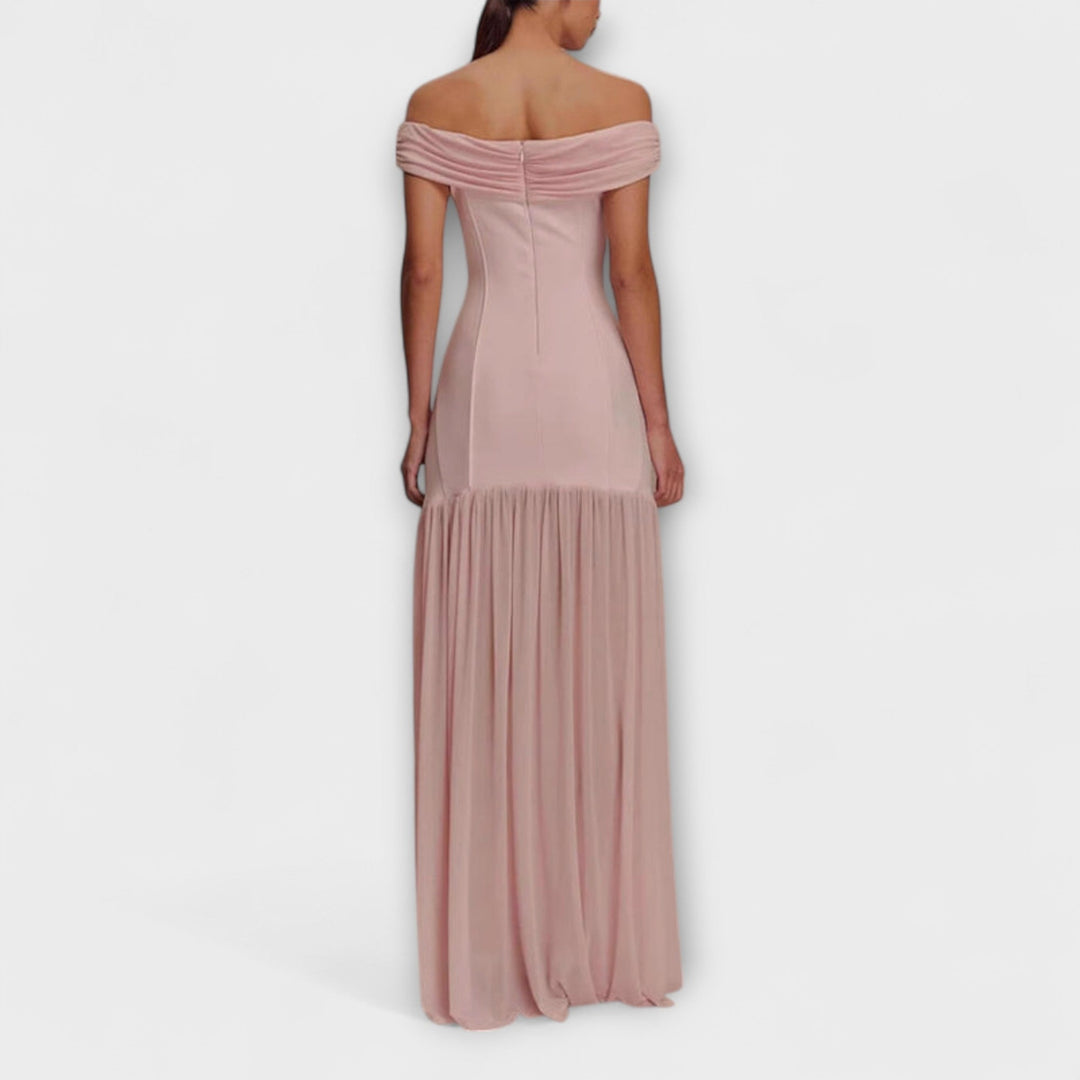 Maelie - Elegant Strapless Maxi Bodycon Dress with Floral Decorations