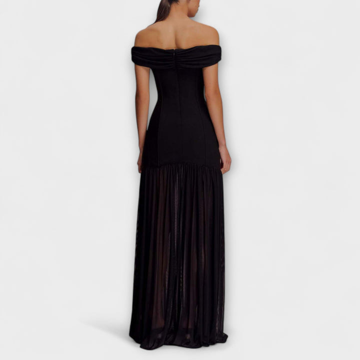 Maelie - Elegant Strapless Maxi Bodycon Dress with Floral Decorations