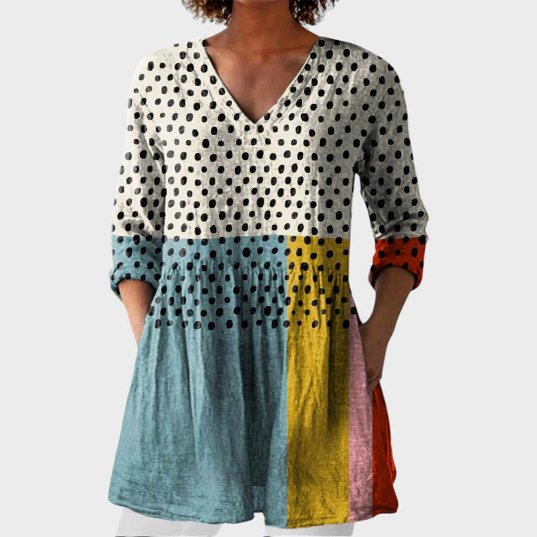 Valerie – women's boho long blouse with V-neck | Bella Taylor - New York