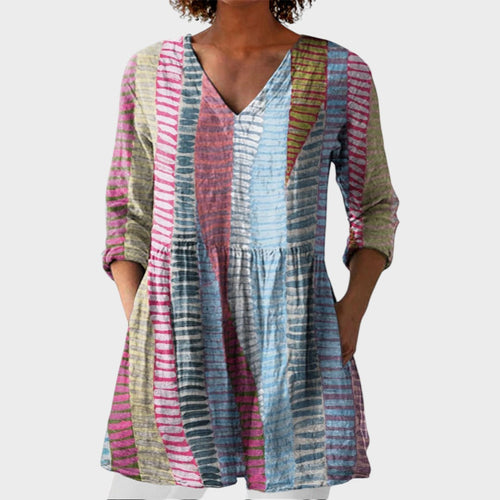 Anais – women's boho long blouse with V-neck | Bella Taylor - New York