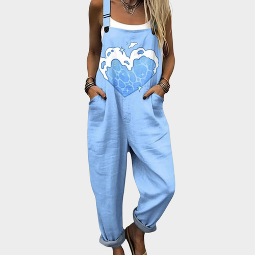 Bluebell Blue Printed Overalls for Women