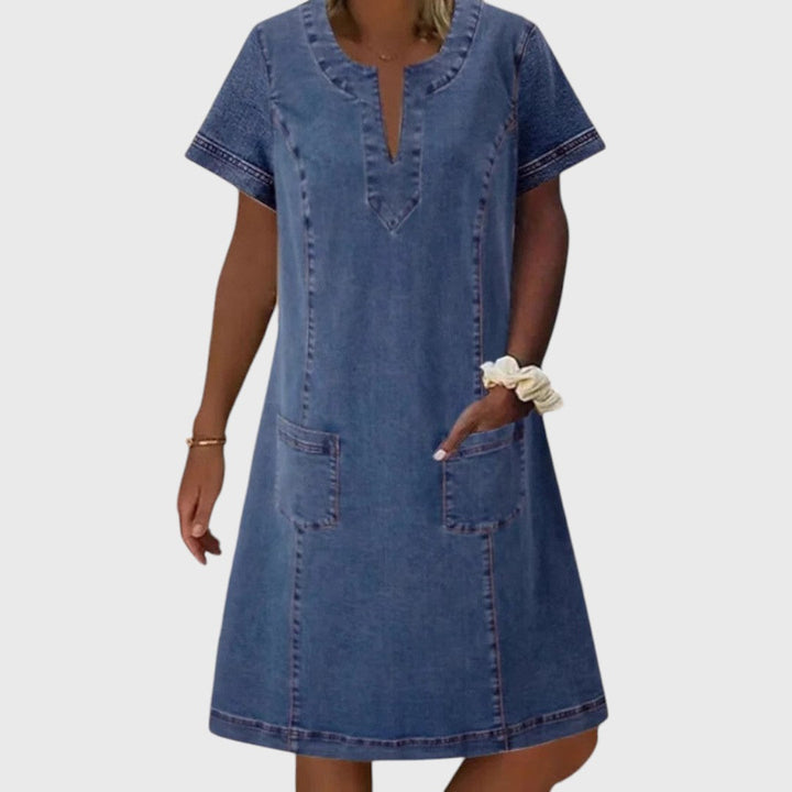 Mila | Denim Dress with V-Neck