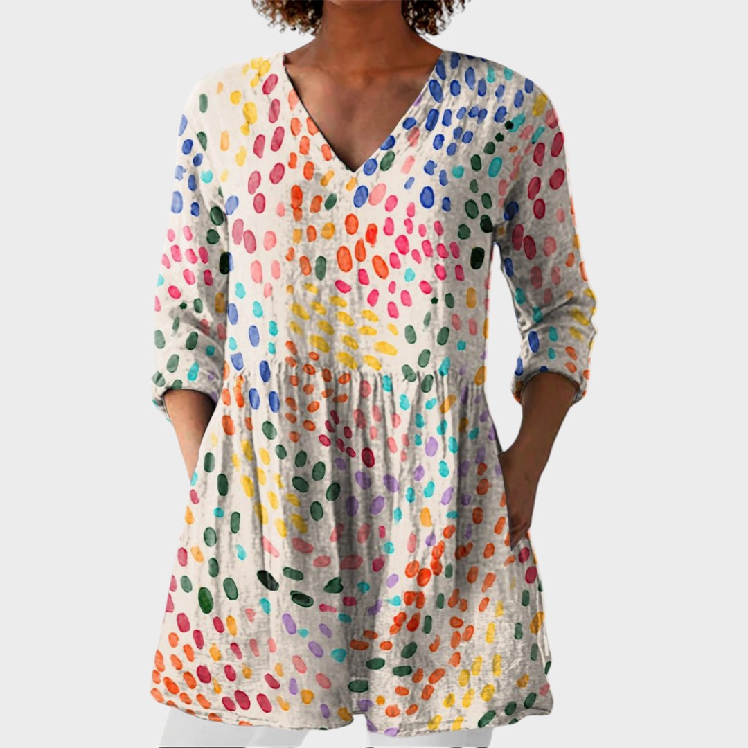 Pauline – women's boho long blouse with V-neck | Bella Taylor - New York