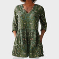 Julie – women's boho long blouse with V-neck | Bella Taylor - New York