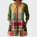 Emilie – women's boho long blouse with V-neck | Bella Taylor - New York
