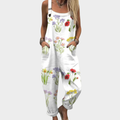 Pearl White Printed Overalls for Women