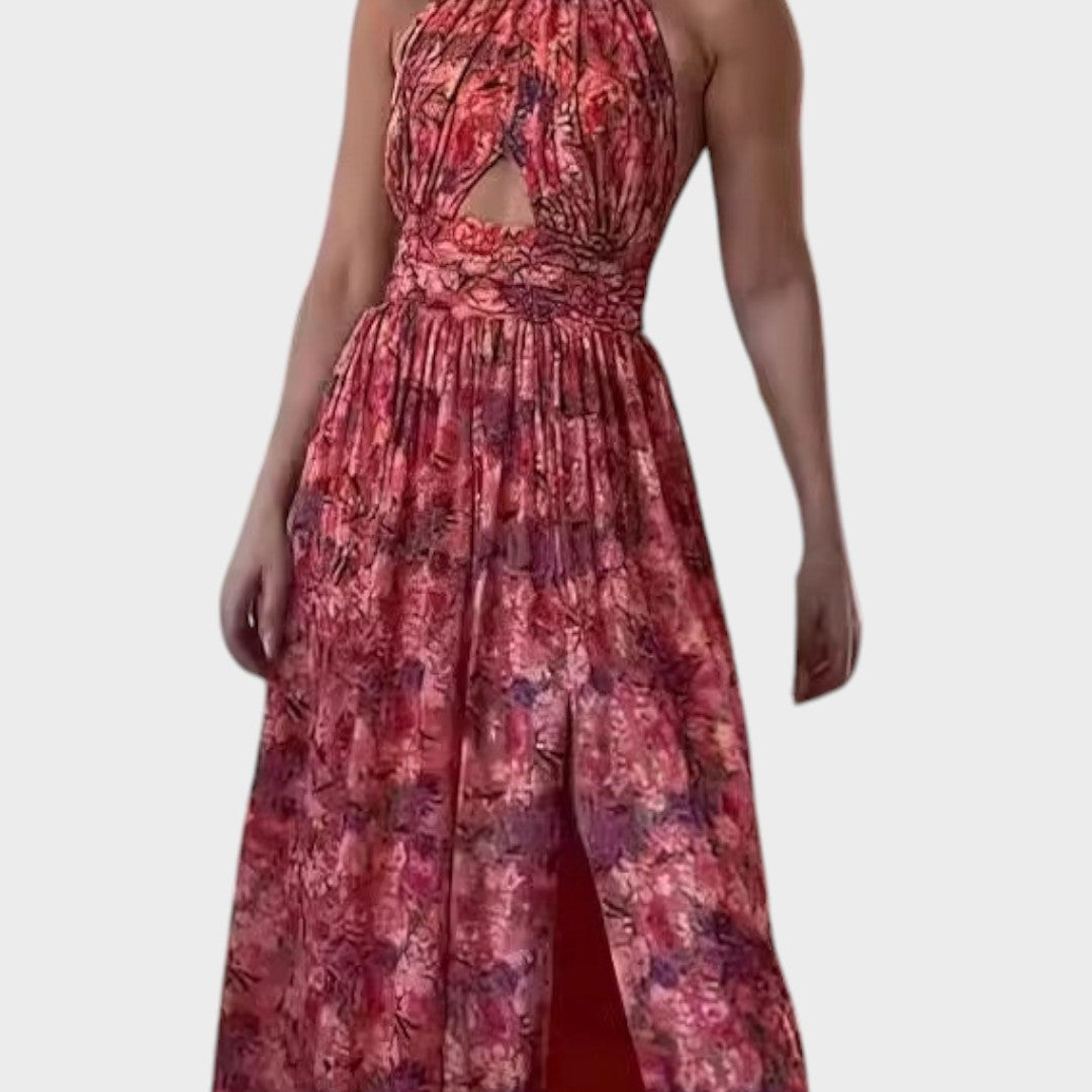 Lunay | Long Backless Dress with Floral Print