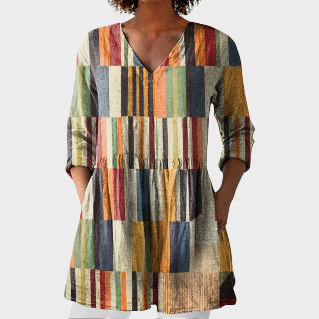 Chloe – women's boho long blouse with V-neck | Bella Taylor - New York