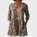Celine – women's boho long blouse with V-neck | Bella Taylor - New York