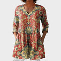 Lea – women's boho long blouse with V-neck | Bella Taylor - New York