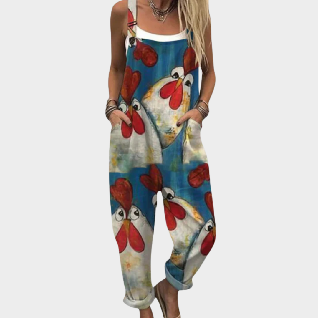 Poppy Wildflower Print Overalls for Women