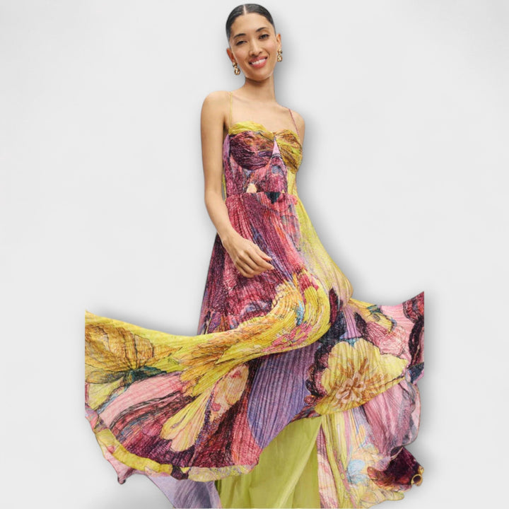 Kiara| Maxi Dress with a Bright Ikat Pattern