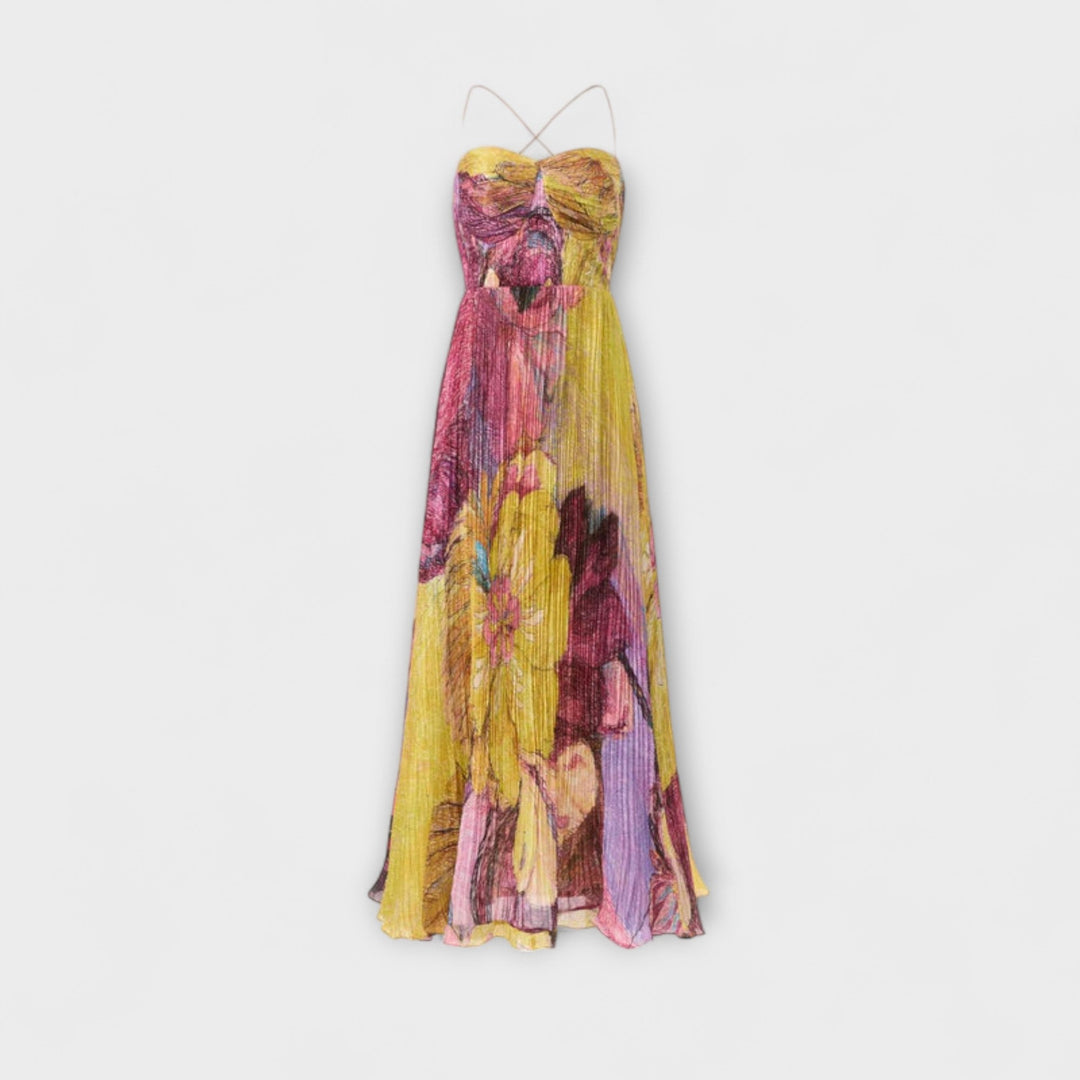 Kiara| Maxi Dress with a Bright Ikat Pattern