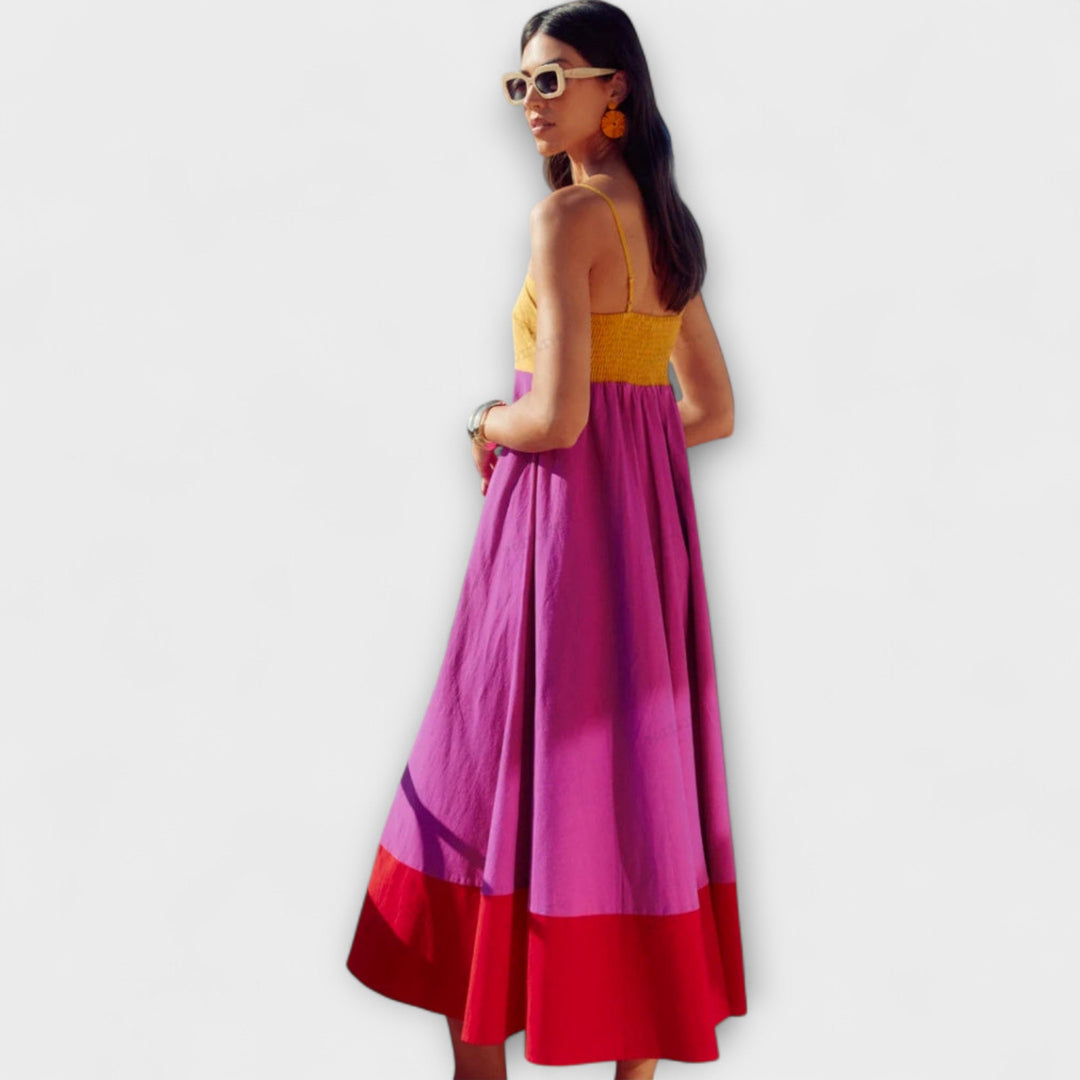 Gianna | Strap Dress in Color Block Style