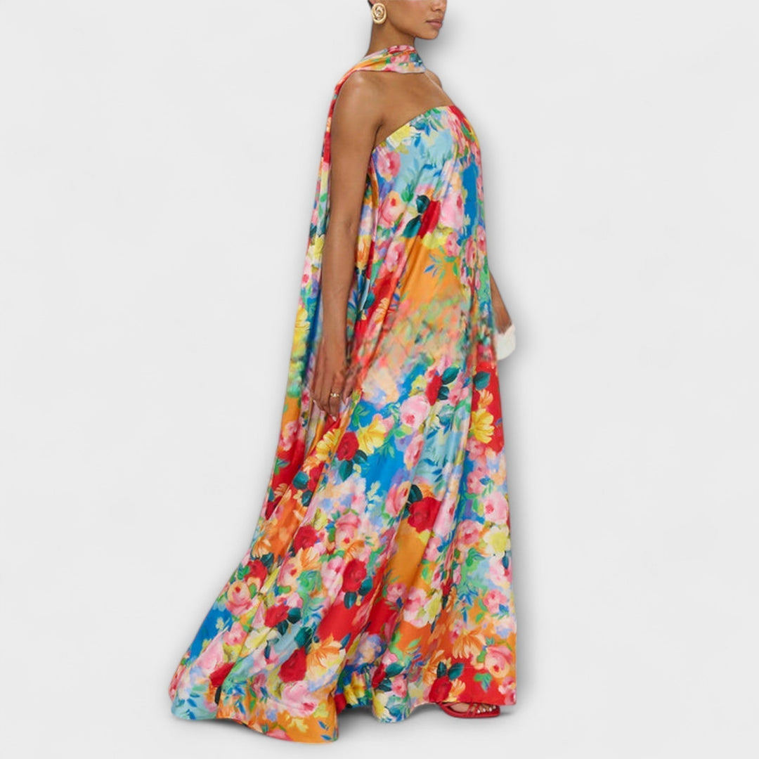 Harlow | Floral Print Maxi Dress with Off-the-Shoulder Design