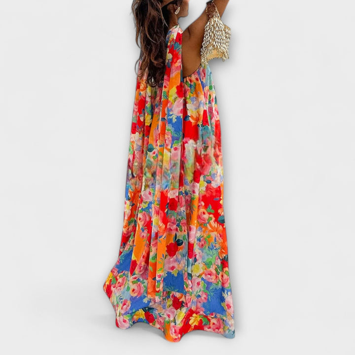 Harlow | Floral Print Maxi Dress with Off-the-Shoulder Design