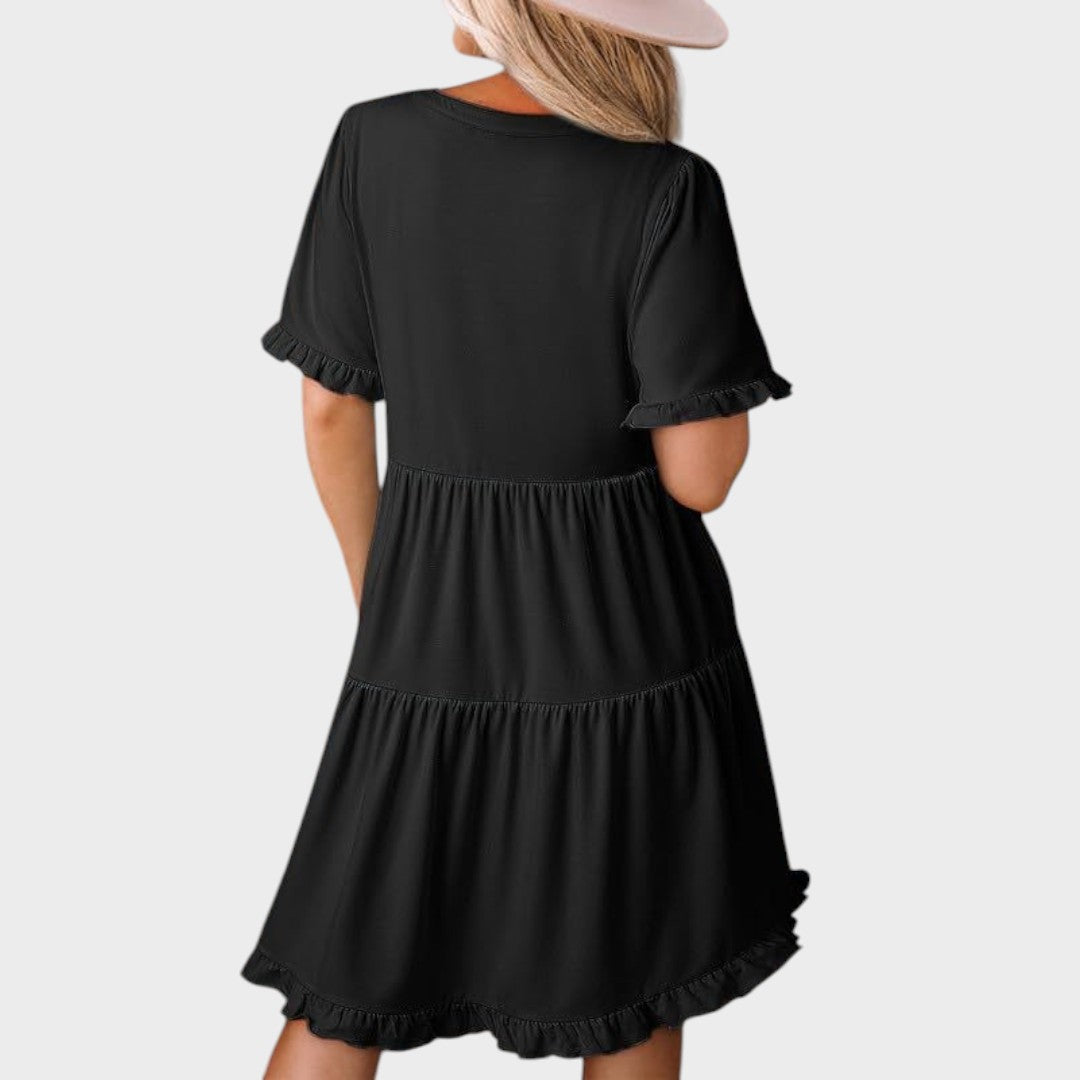 Barbara | Casual Short Dress with V-Neck
