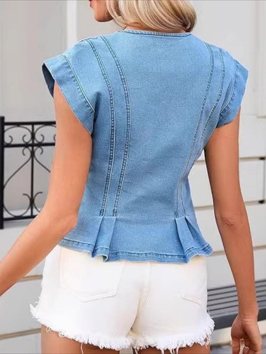 Viera V-Neck Denim Top – Bella Taylor - New York