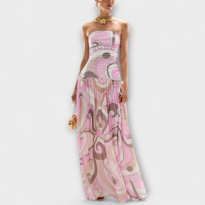 Tatum | Gorgeous pastel maxi dresses with off-the-shoulder design