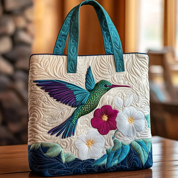 Handcrafted Bag | Hummingbird and White Flower