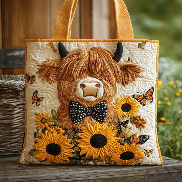 Handcrafted Bag | Highland Cow with Sunflowers