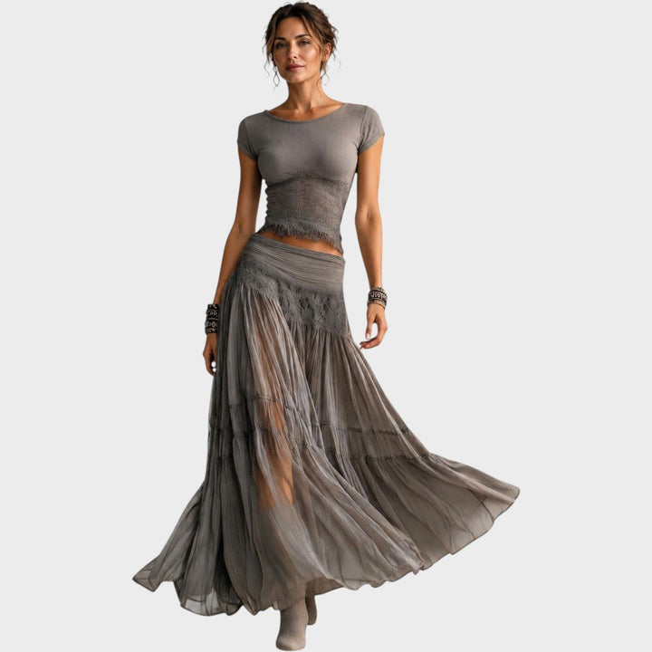 Emeline | Top and Pleated Maxi Skirt Set