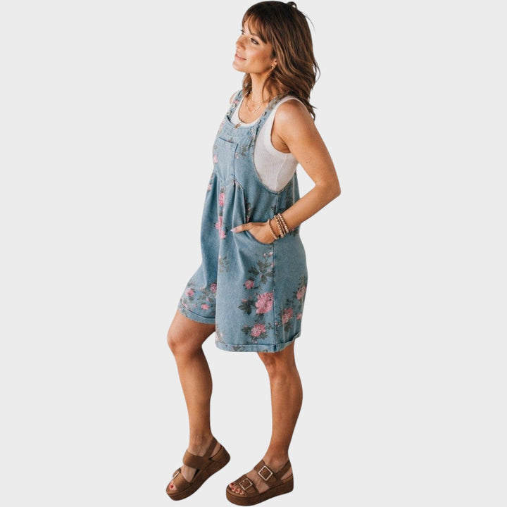 Taniah | Floral Denim Overalls