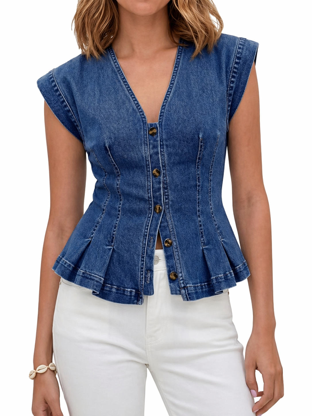 Viera V-Neck Denim Top – Bella Taylor - New York