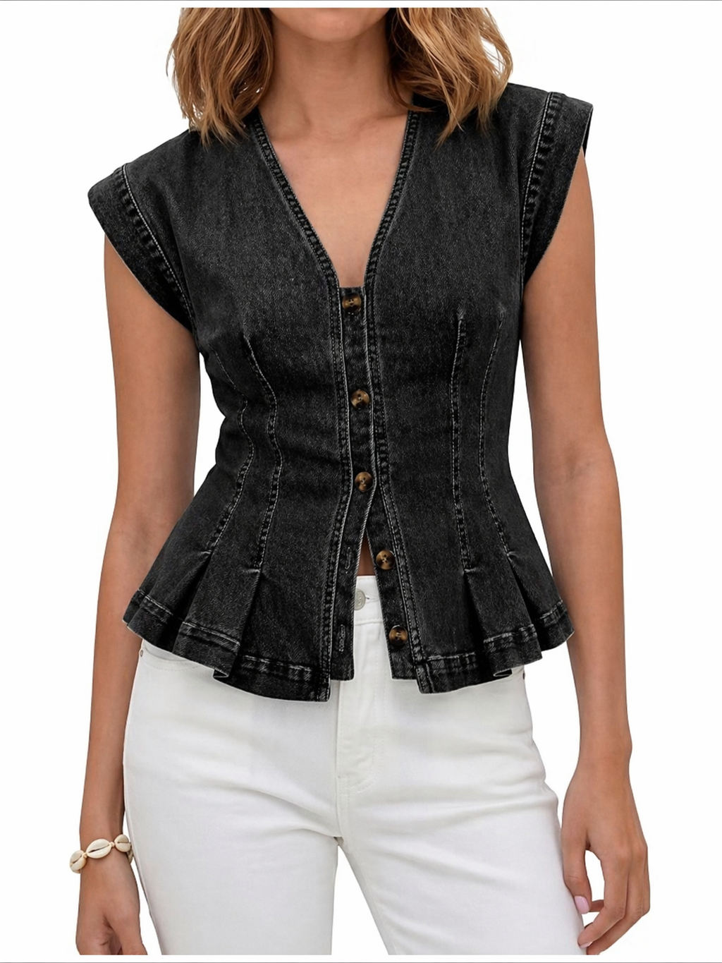 Viera V-Neck Denim Top – Bella Taylor - New York