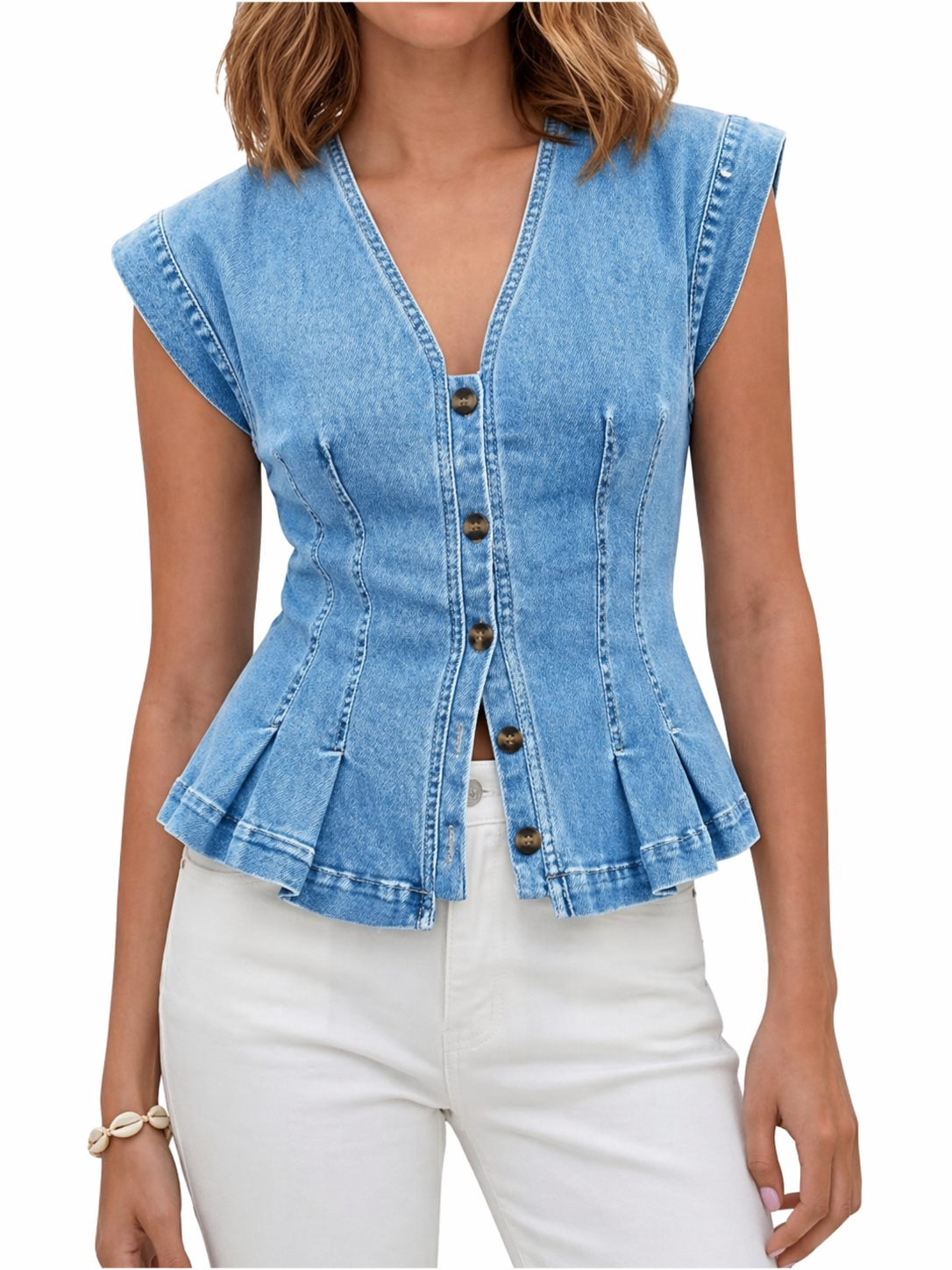 Viera V-Neck Denim Top – Bella Taylor - New York
