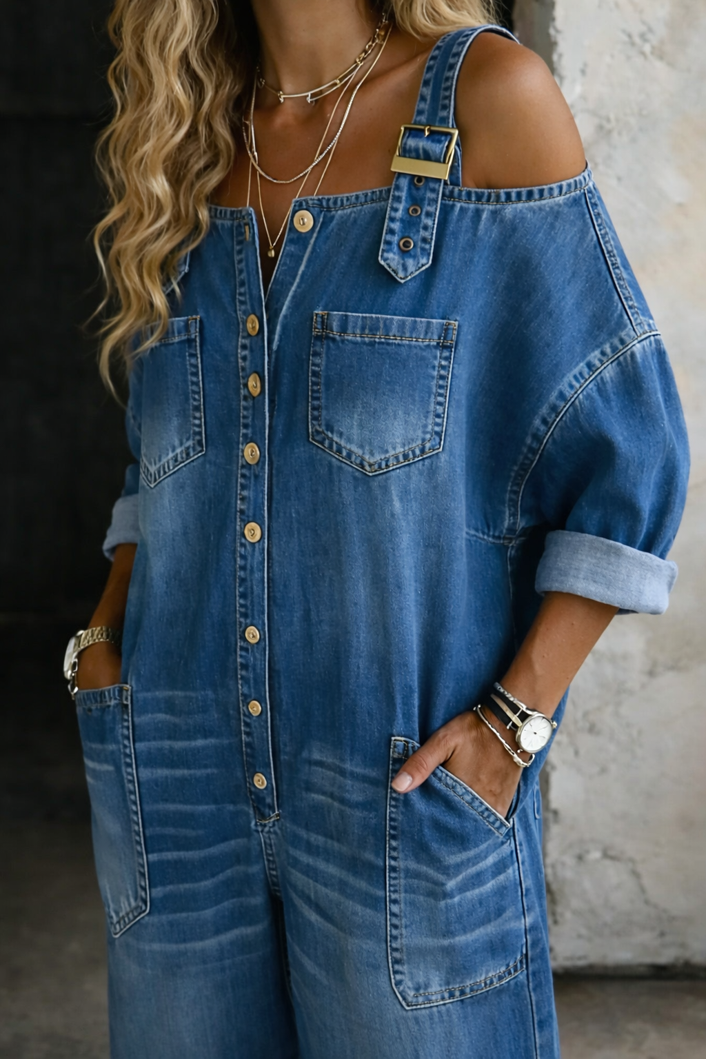 Sophia Off-Shoulder Denim Jumpsuit – Bella Taylor - New York