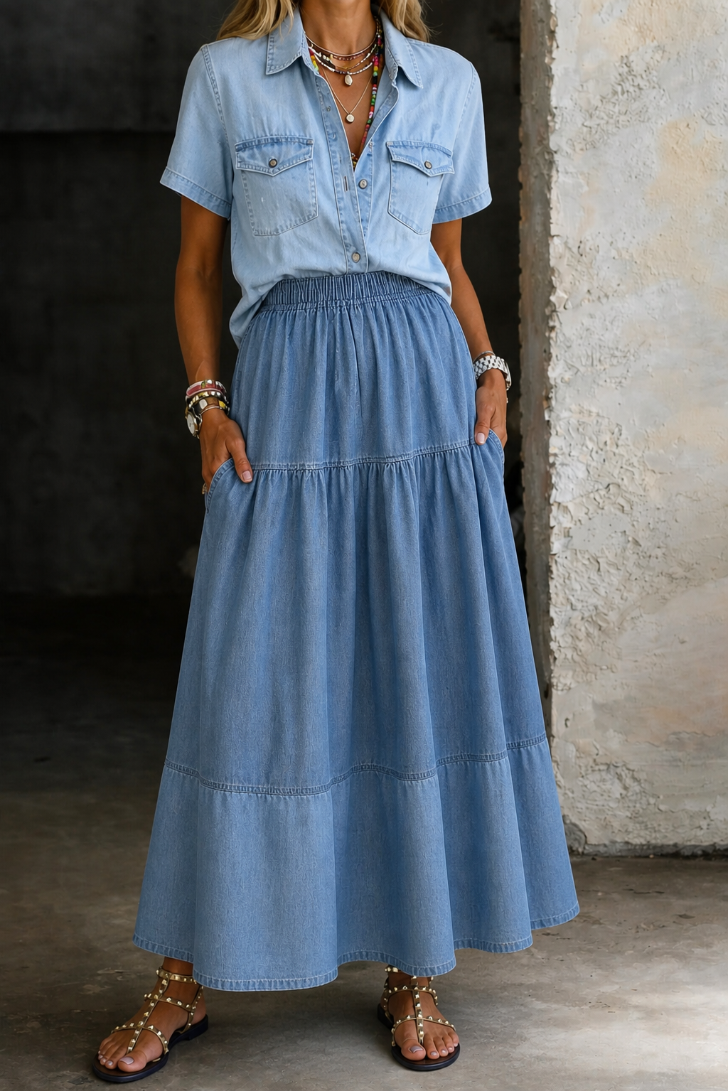 Sarah Elastic-Waist Denim Skirt – Bella Taylor - New York