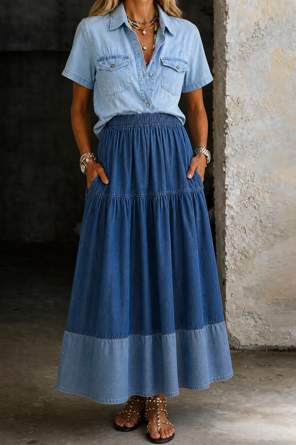 Sarah Elastic-Waist Denim Skirt – Bella Taylor - New York