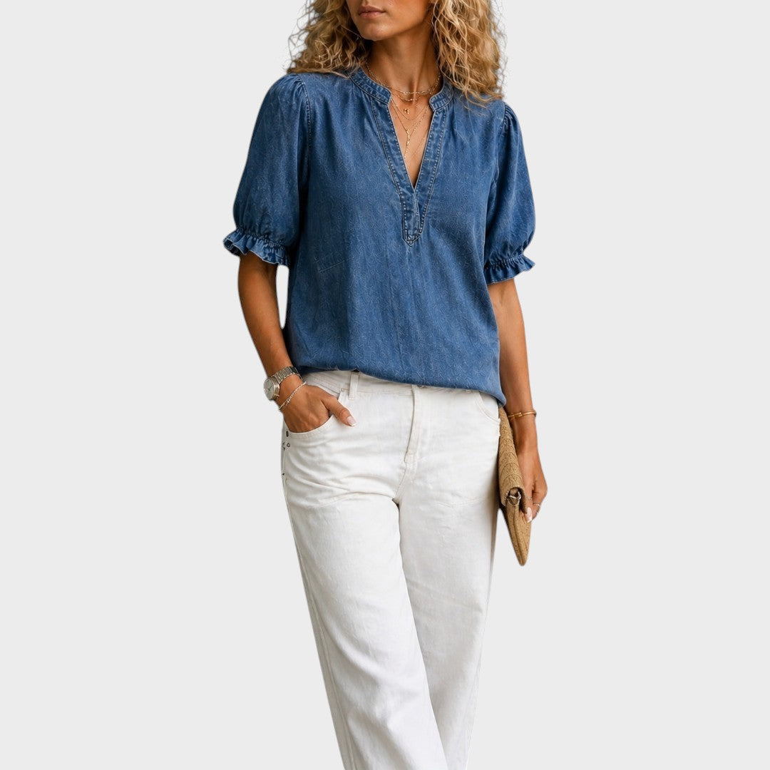 Ashley | Vintage V-Neck Denim Essential