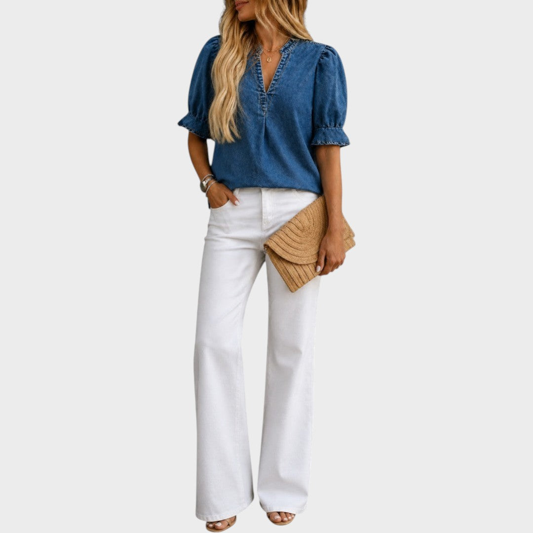 Ashley | Vintage V-Neck Denim Essential