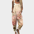 Almond Beige Printed Overalls for Women