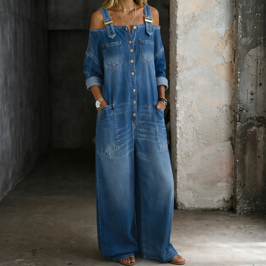 Sophia Off-Shoulder Denim Jumpsuit – Bella Taylor - New York
