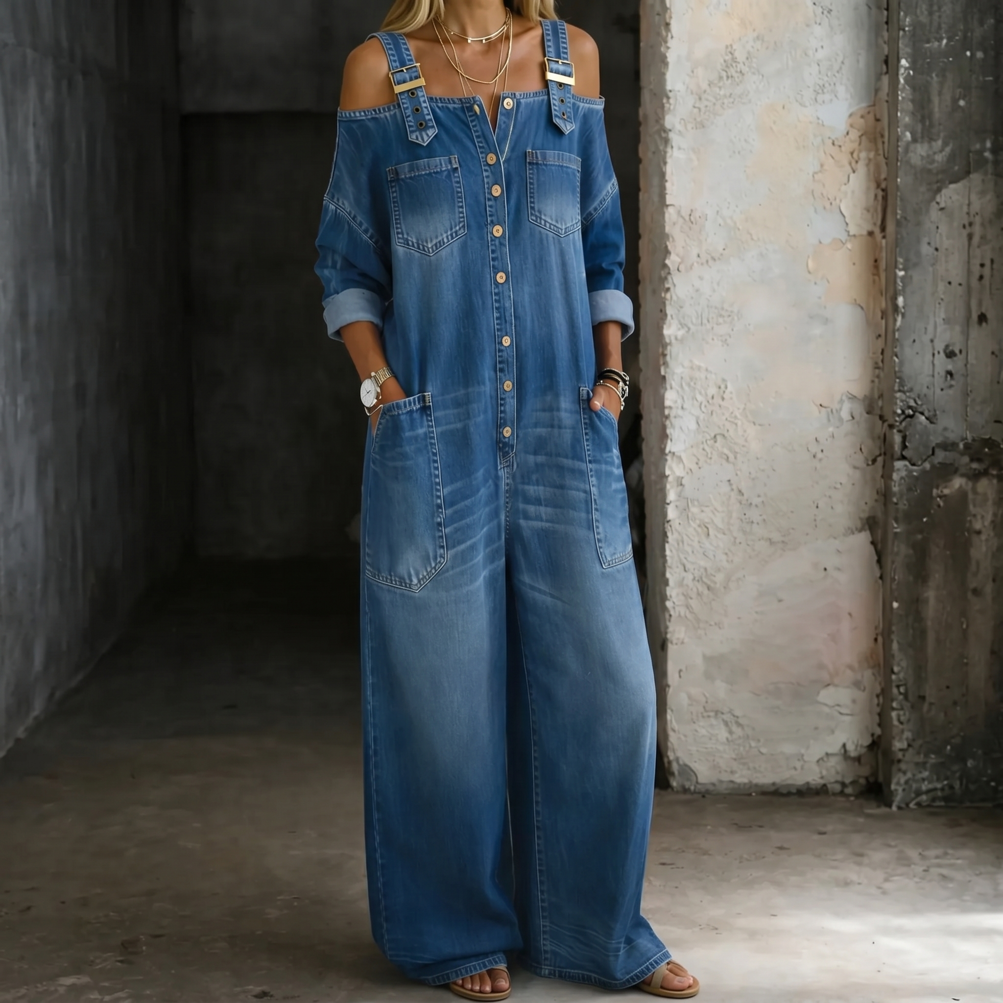 Sophia Off-Shoulder Denim Jumpsuit – Bella Taylor - New York