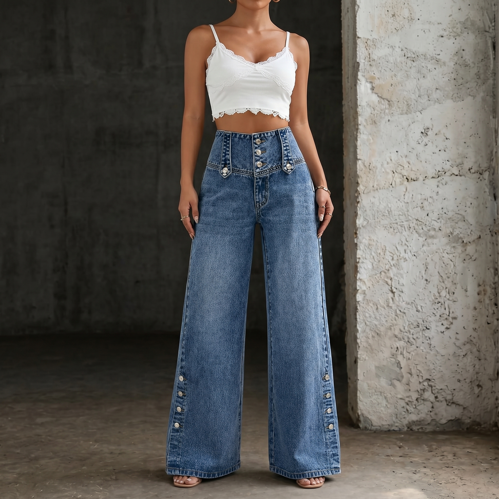 Mia High-Waist Slit Denim Jeans – Bella Taylor - New York