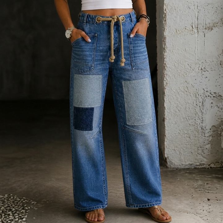 Margaret | Patchwork Drawstring Jeans