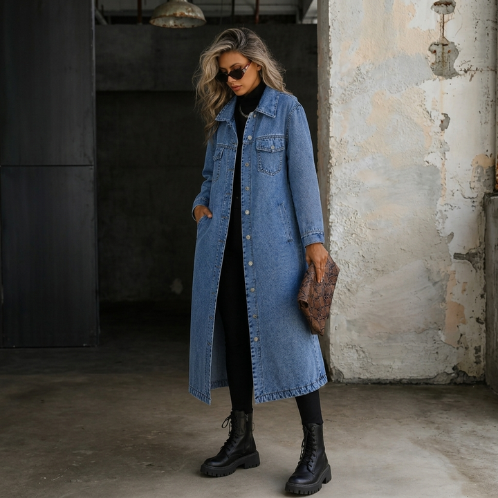 Maya | Stylish Long Denim Jacket