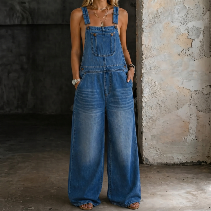 Harper | Elastic Waist Denim Jumpsuit