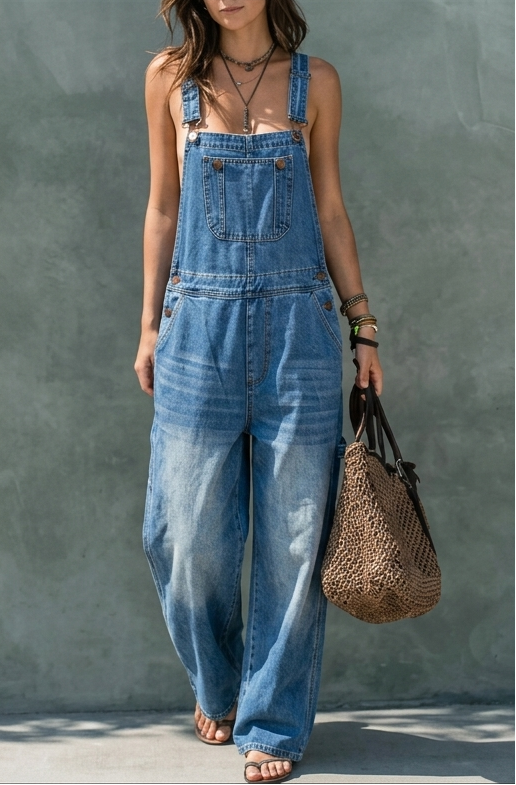 Harper Elastic-Waist Denim Jumpsuit – Bella Taylor - New York