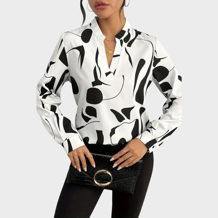 Joana | Elegant long-sleeve blouse with V-neck